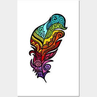 Zentangle tribal feather Posters and Art